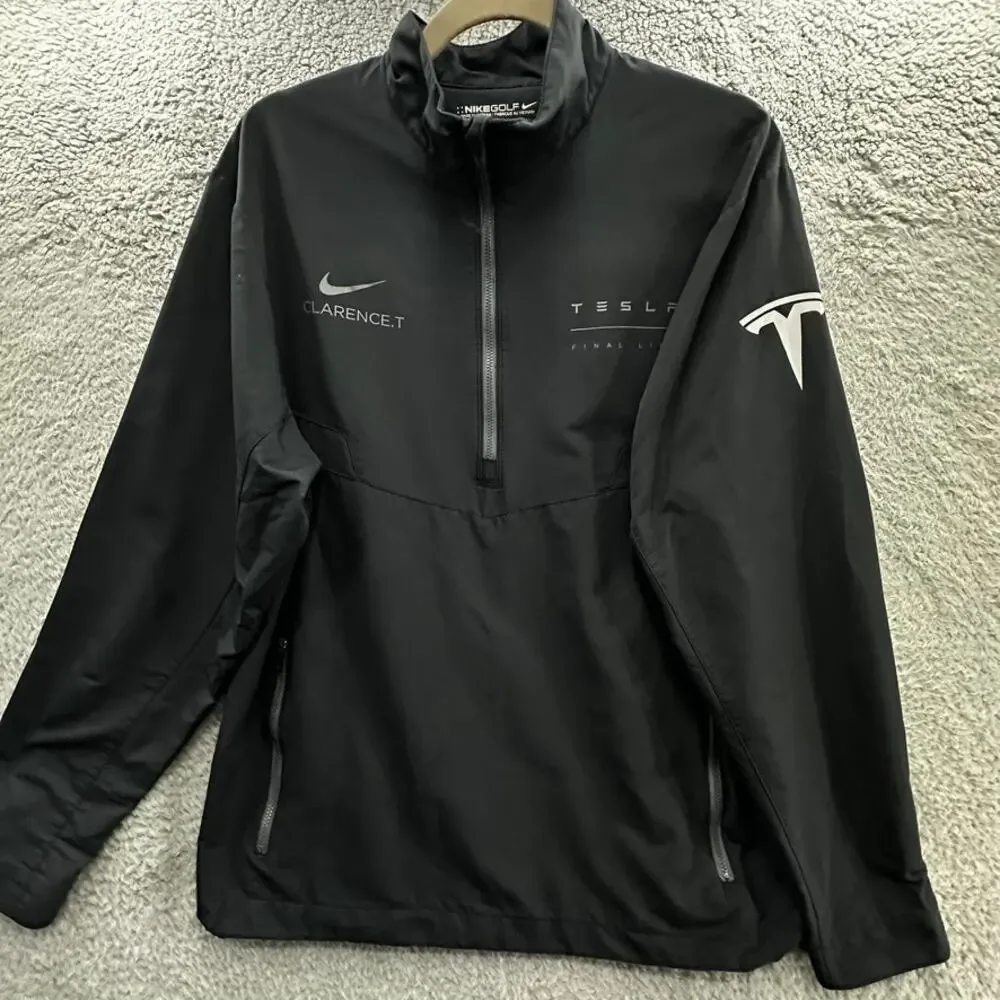 Nike Golf Dri-Fit Men's Black Medium Tesla 1/4 Zip Pullover Activewear Outdoor